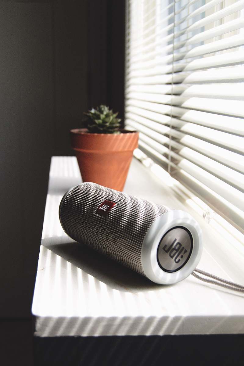 plant white JBL speaker furniture